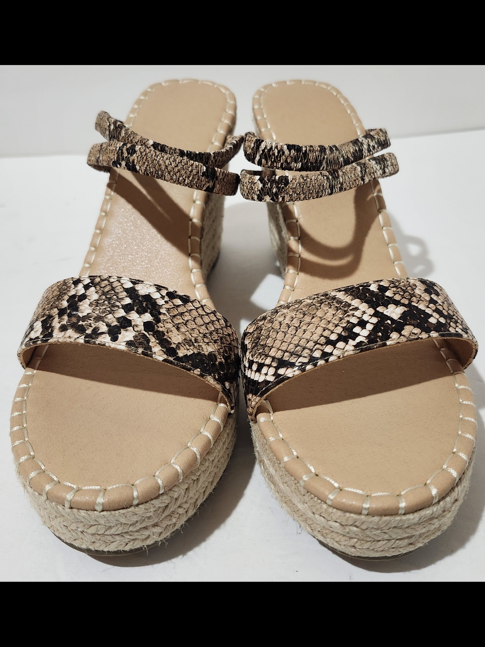 Vetaste Snake Skin Print Espadrille Ankle Strap Wedge Sandals M4B004 Women's 8